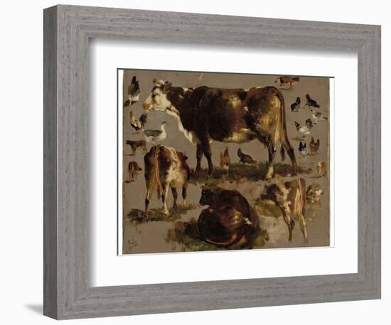 Studies of Cows, Hens, Roosters, a Goose and a Sheep (Oil on Canvas)-Rosa Bonheur-Framed Giclee Print