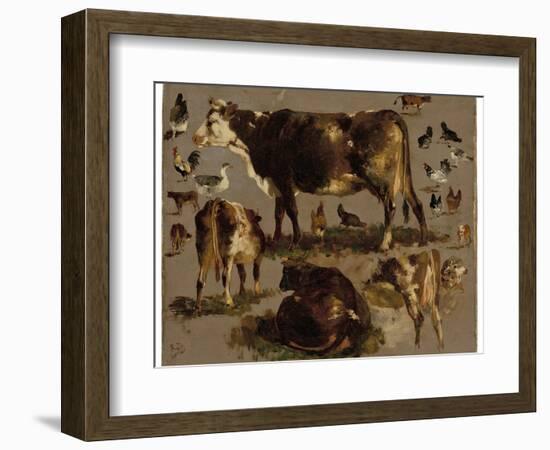 Studies of Cows, Hens, Roosters, a Goose and a Sheep (Oil on Canvas)-Rosa Bonheur-Framed Giclee Print