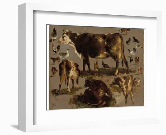 Studies of Cows, Hens, Roosters, a Goose and a Sheep (Oil on Canvas)-Rosa Bonheur-Framed Giclee Print