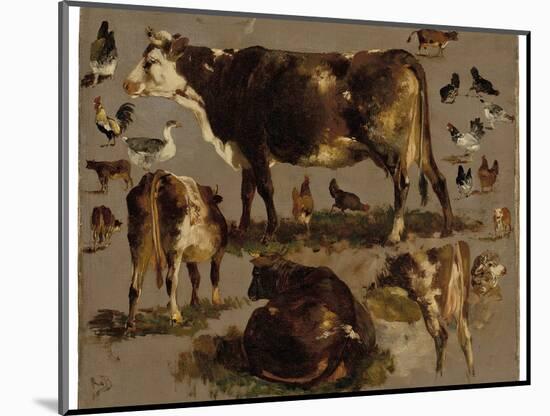 Studies of Cows, Hens, Roosters, a Goose and a Sheep (Oil on Canvas)-Rosa Bonheur-Mounted Giclee Print