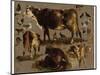 Studies of Cows, Hens, Roosters, a Goose and a Sheep (Oil on Canvas)-Rosa Bonheur-Mounted Giclee Print