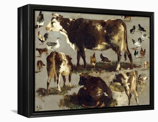 Studies of Cows, Hens, Roosters, a Goose and a Sheep-Rosa Bonheur-Framed Premier Image Canvas