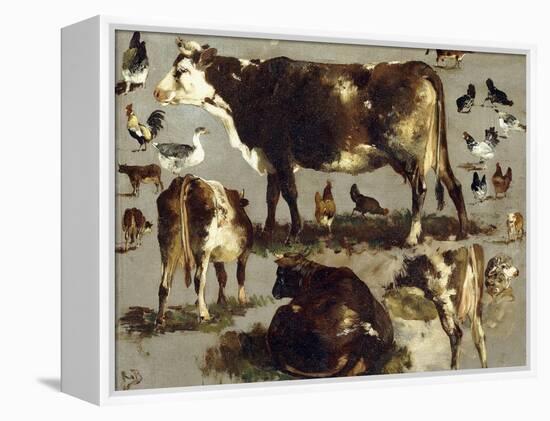 Studies of Cows, Hens, Roosters, a Goose and a Sheep-Rosa Bonheur-Framed Premier Image Canvas
