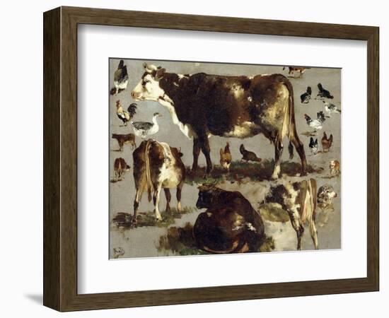 Studies of Cows, Hens, Roosters, a Goose and a Sheep-Rosa Bonheur-Framed Giclee Print