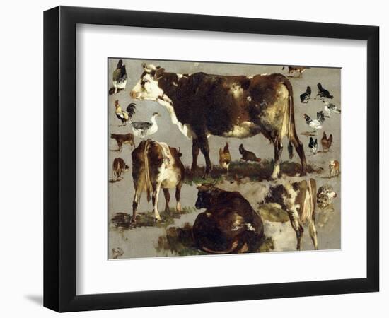 Studies of Cows, Hens, Roosters, a Goose and a Sheep-Rosa Bonheur-Framed Giclee Print