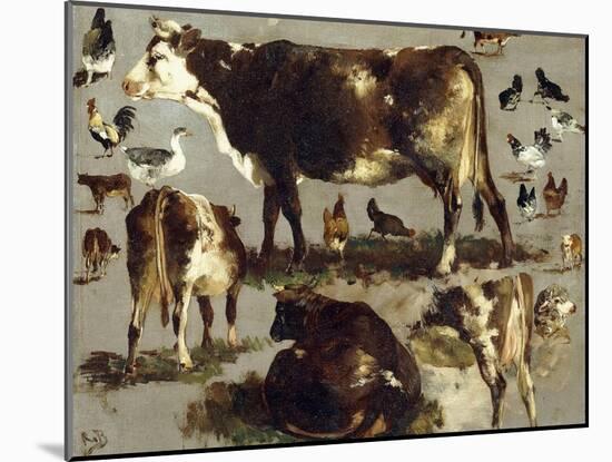 Studies of Cows, Hens, Roosters, a Goose and a Sheep-Rosa Bonheur-Mounted Giclee Print