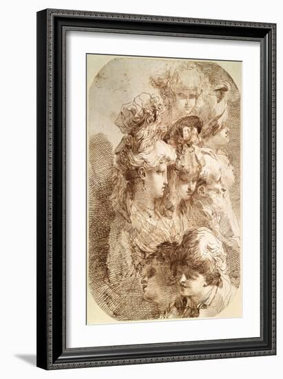 Studies of Eight Heads, Late 18th or Early 19th Century-Mauro Gandolfi-Framed Giclee Print