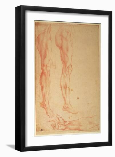 Studies of Legs and Arms (Red Chalk on Paper)-Michelangelo Buonarroti-Framed Giclee Print