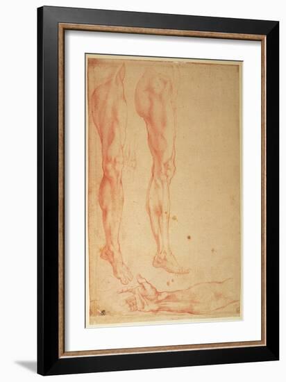 Studies of Legs and Arms (Red Chalk on Paper)-Michelangelo Buonarroti-Framed Giclee Print