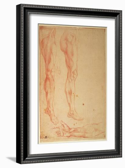 Studies of Legs and Arms (Red Chalk on Paper)-Michelangelo Buonarroti-Framed Giclee Print