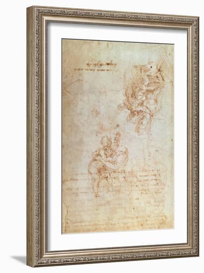 Studies of Madonna and Child (Ink) Inv.1859/5014/818 Recto (W.31)-Michelangelo Buonarroti-Framed Giclee Print