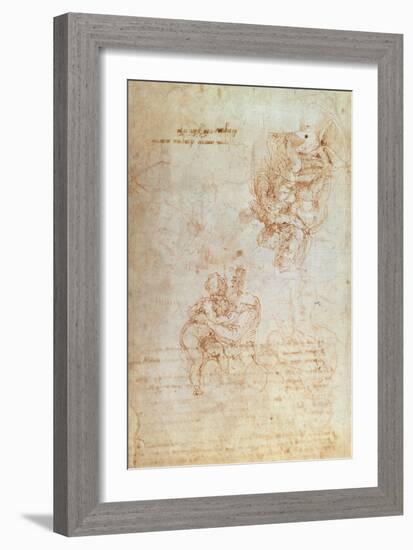 Studies of Madonna and Child (Ink) Inv.1859/5014/818 Recto (W.31)-Michelangelo Buonarroti-Framed Giclee Print