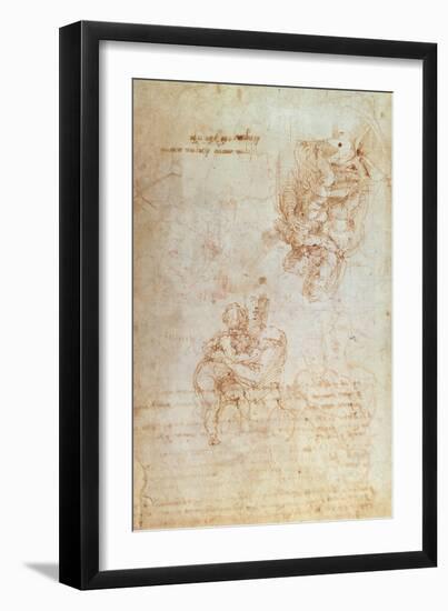 Studies of Madonna and Child (Ink) Inv.1859/5014/818 Recto (W.31)-Michelangelo Buonarroti-Framed Giclee Print