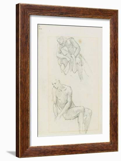 Studies of Male Figures (Recto and Verso), Pages 3 and 4 from a Book of Studies, C. 1880-1890-Edward Burne-Jones-Framed Giclee Print