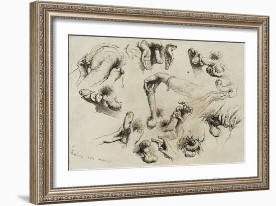 Studies of Masturbation, Plate 40 of 'Liebe-Mihaly von Zichy-Framed Giclee Print