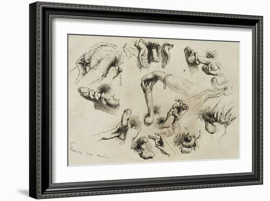 Studies of Masturbation, Plate 40 of 'Liebe-Mihaly von Zichy-Framed Giclee Print