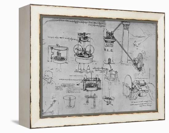 'Studies of Suction Pumps, Archimedes Tubes, Etc.', c1480 (1945)-Leonardo Da Vinci-Framed Premier Image Canvas