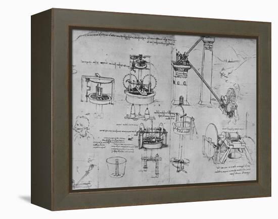 'Studies of Suction Pumps, Archimedes Tubes, Etc.', c1480 (1945)-Leonardo Da Vinci-Framed Premier Image Canvas