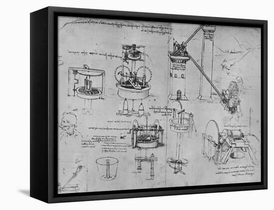 'Studies of Suction Pumps, Archimedes Tubes, Etc.', c1480 (1945)-Leonardo Da Vinci-Framed Premier Image Canvas