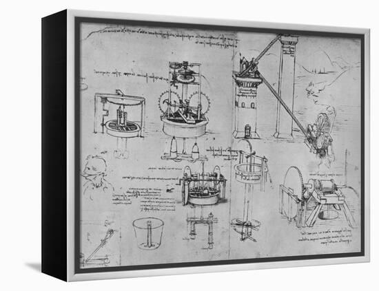 'Studies of Suction Pumps, Archimedes Tubes, Etc.', c1480 (1945)-Leonardo Da Vinci-Framed Premier Image Canvas