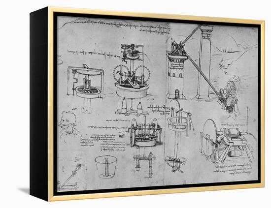 'Studies of Suction Pumps, Archimedes Tubes, Etc.', c1480 (1945)-Leonardo Da Vinci-Framed Premier Image Canvas