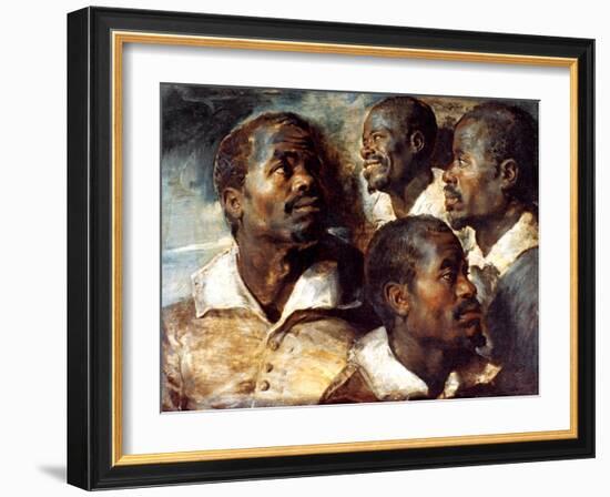 Studies of the Head of a Negro, 17th Century-Peter Paul Rubens-Framed Giclee Print