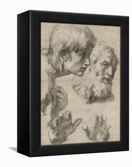 Studies of the Heads of Two Apostles and of their Hands-Raphael-Framed Premier Image Canvas