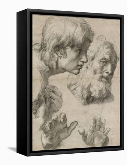 Studies of the Heads of Two Apostles and of their Hands-Raphael-Framed Premier Image Canvas