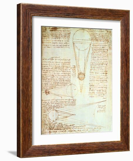 Studies of the Illumination of the Moon, Fol. 1R from Codex Leicester, 1508-1512-Leonardo da Vinci-Framed Giclee Print