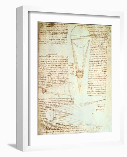 Studies of the Illumination of the Moon, Fol. 1R from Codex Leicester, 1508-1512-Leonardo da Vinci-Framed Giclee Print