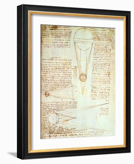 Studies of the Illumination of the Moon, Fol. 1R from Codex Leicester, 1508-1512-Leonardo da Vinci-Framed Giclee Print