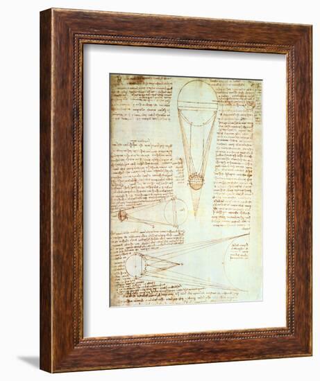 Studies of the Illumination of the Moon, Fol. 1R from Codex Leicester, 1508-1512-Leonardo da Vinci-Framed Giclee Print