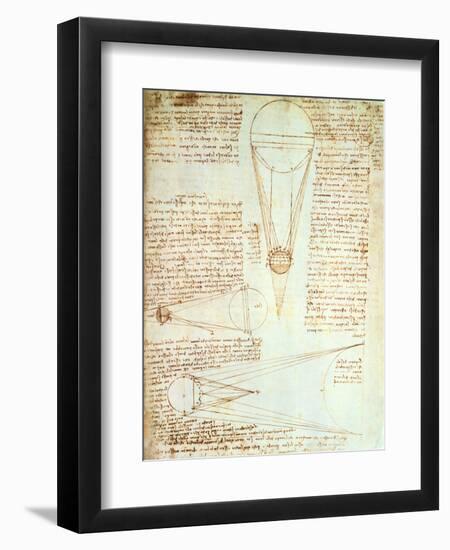 Studies of the Illumination of the Moon, Fol. 1R from Codex Leicester, 1508-1512-Leonardo da Vinci-Framed Giclee Print