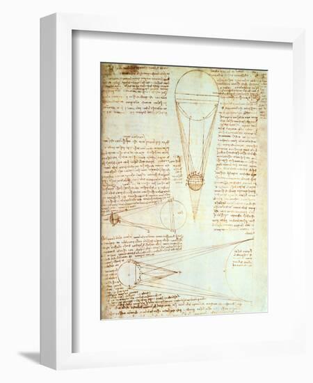 Studies of the Illumination of the Moon, Fol. 1R from Codex Leicester, 1508-1512-Leonardo da Vinci-Framed Giclee Print