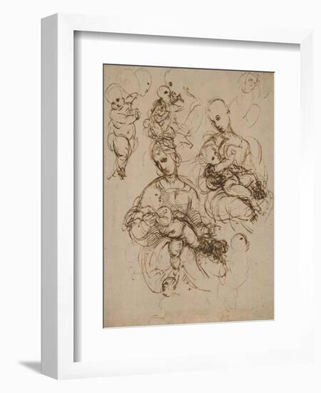 Studies of the Virgin and Child-Raphael-Framed Art Print