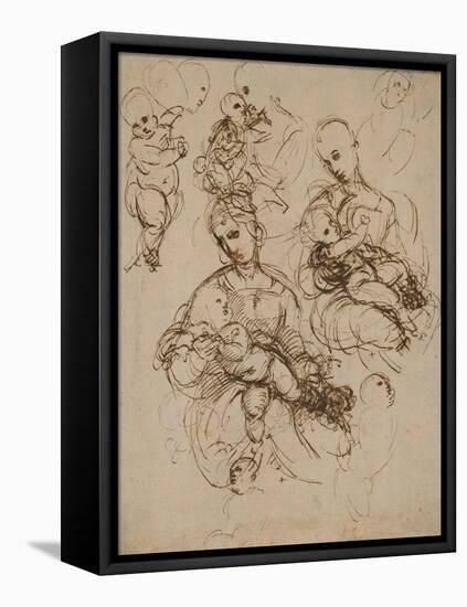 Studies of the Virgin and Child-Raphael-Framed Stretched Canvas