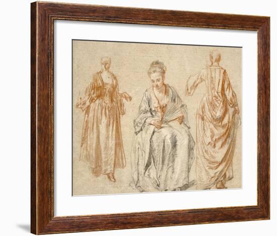 Studies of Three Women-Jean-Antoine Watteau-Framed Art Print