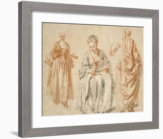 Studies of Three Women-Jean-Antoine Watteau-Framed Art Print