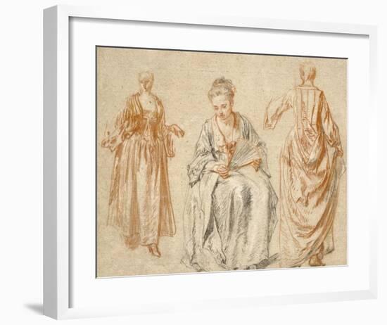 Studies of Three Women-Jean-Antoine Watteau-Framed Art Print