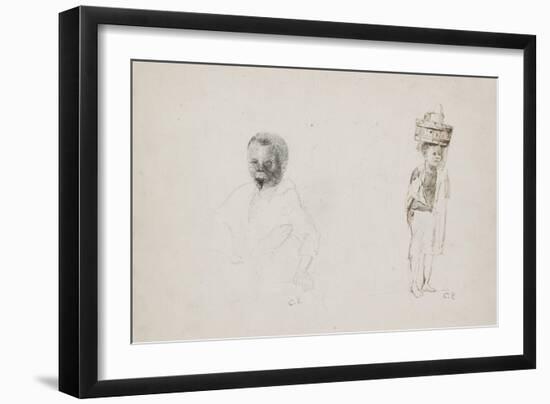 Studies of Two Young Boys with Faint Indications of a Female Figure, 1852-Camille Pissarro-Framed Giclee Print