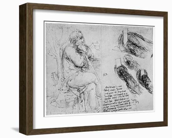 Studies of Water Eddies, C1513-Leonardo da Vinci-Framed Giclee Print