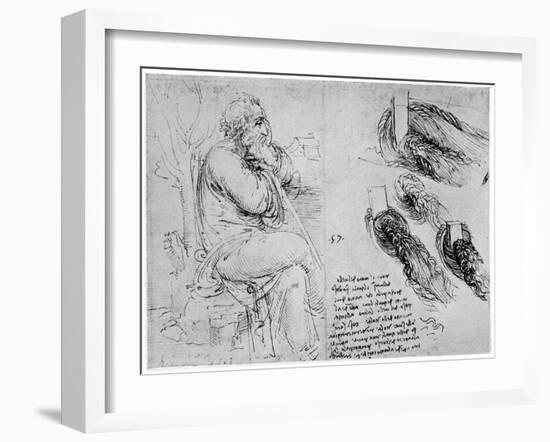 Studies of Water Eddies, C1513-Leonardo da Vinci-Framed Giclee Print