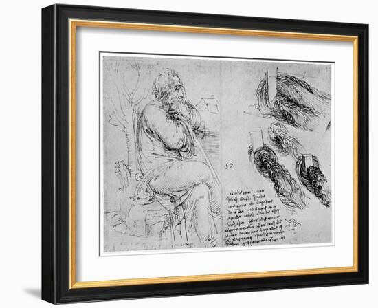 Studies of Water Eddies, C1513-Leonardo da Vinci-Framed Giclee Print