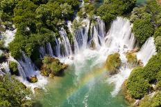 Aerial View of Waterfall with Rainbow-Studio Hrg-Photographic Print