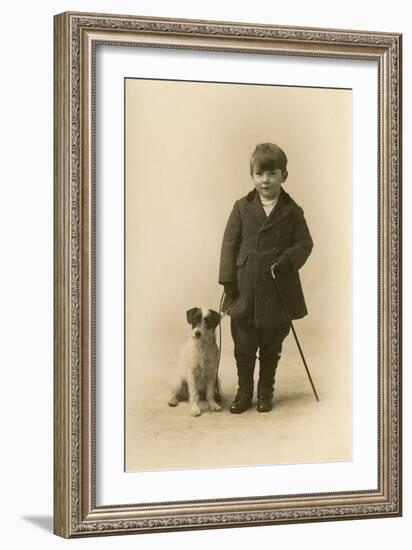 Studio Portrait, Boy with Terrier Dog-null-Framed Photographic Print