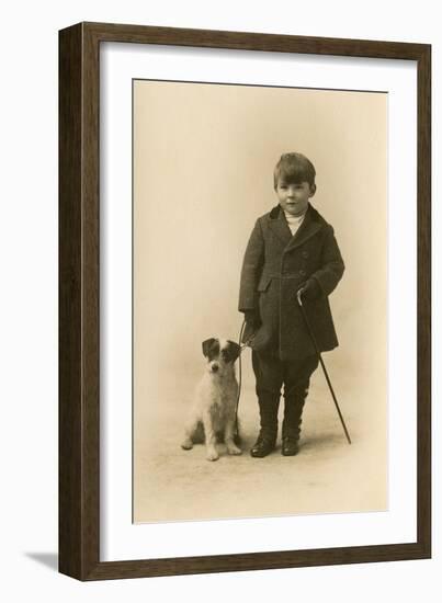 Studio Portrait, Boy with Terrier Dog-null-Framed Photographic Print