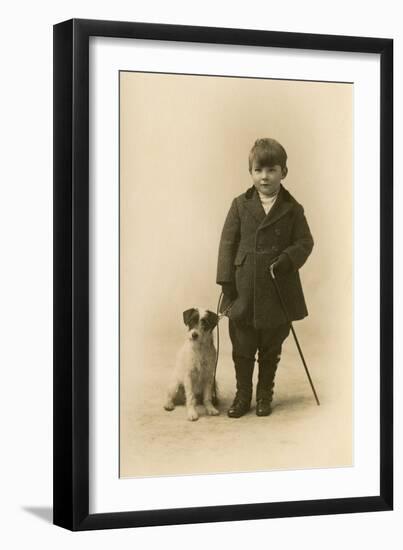 Studio Portrait, Boy with Terrier Dog-null-Framed Photographic Print