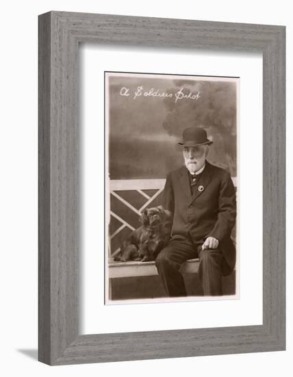 Studio Portrait, Man with Pekingese Dog-null-Framed Photographic Print