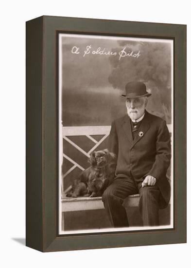 Studio Portrait, Man with Pekingese Dog-null-Framed Premier Image Canvas