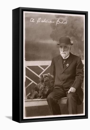 Studio Portrait, Man with Pekingese Dog-null-Framed Premier Image Canvas